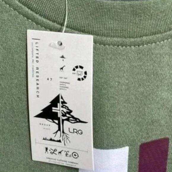 LRG Lifted Research Group Green Crewneck Sweatshirt Size Small NWT Streetwear - Picture 3 of 3